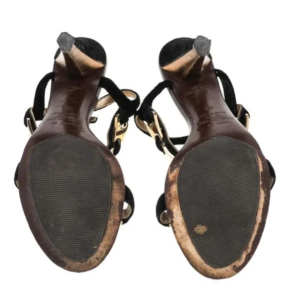 Marc By Marc Jacobs Black & Gold Strappy Heels GUC - Picture 5 of 7